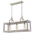Eglo Montrose 3-light 28 Inch Acacia Wood And Brushed Nickel Linear Pendant Ceiling Light