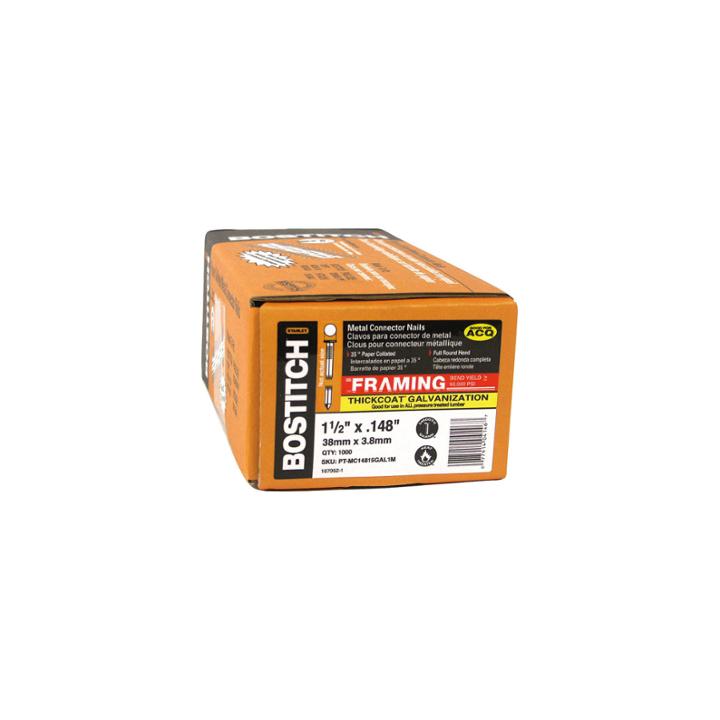 Bostitch Stanley Pt-mc14815g-1m 1-1/2 X .148 Galvanized Metal Connector Nails 1000 Count