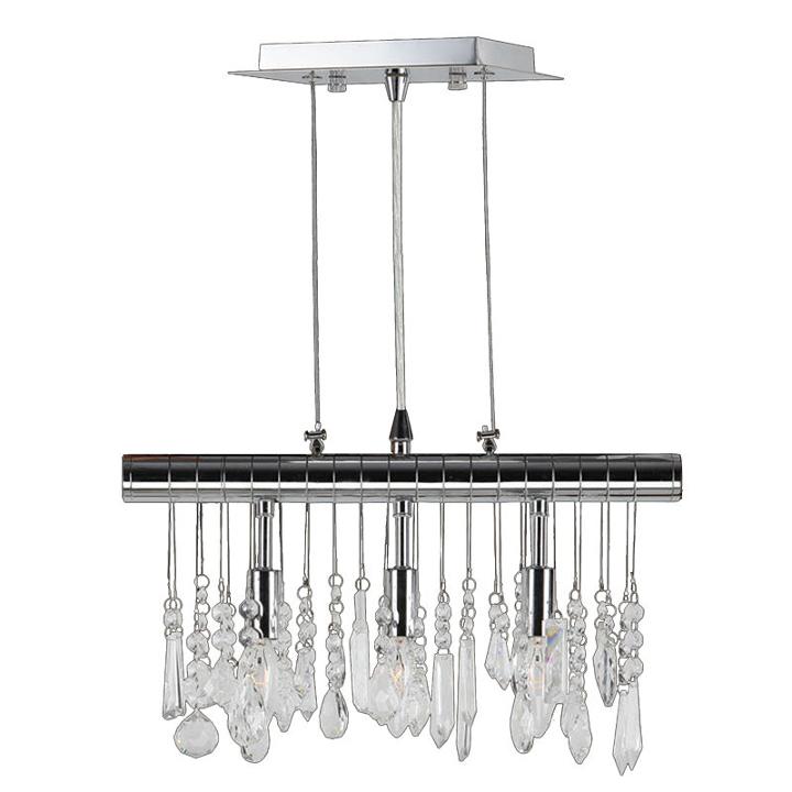 Nadia Collection 3 Light Chrome Finish Crystal Linear Pendant And Bar Chandelier