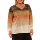 Alfred Dunner Jungle Habitat Ombre Pullover Sweater-plus