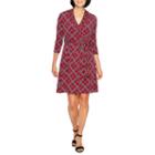Liz Claiborne 3/4 Sleeve Geometric Wrap Dress
