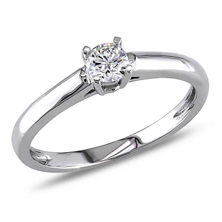 Womens 1/4 Ct. T.w. Round White Diamond 14k Gold Solitaire Ring