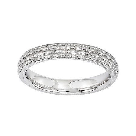 Personally Stackable Sterling Silver Double Patterned Ring
