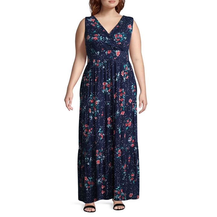 St. John's Bay Sleeveless Floral Print Maxi Dress - Plus