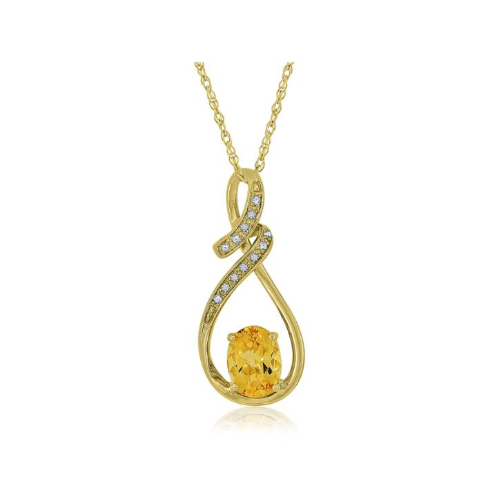 Genuine Citrine & Lab Created White Sapphire 14k Gold Over Silver Pendant Necklace