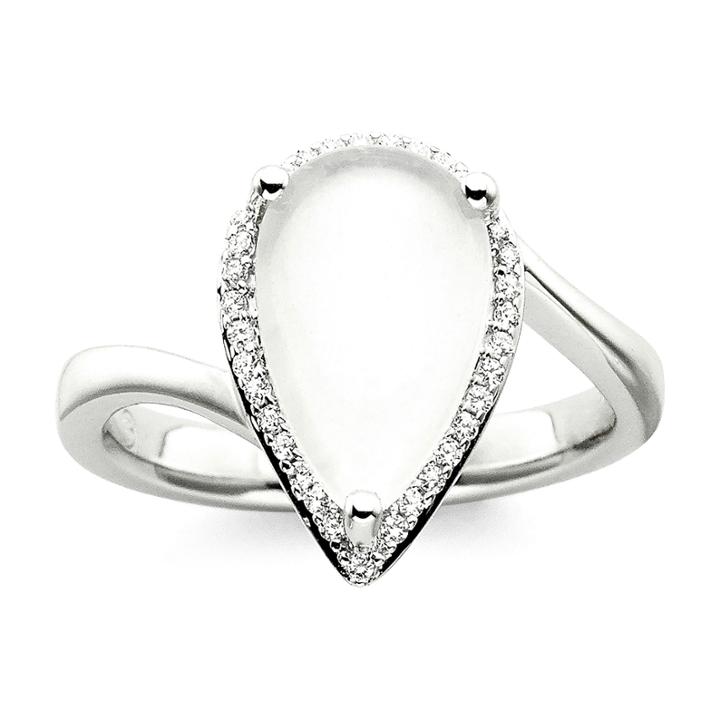 Genuine Moonstone And Lab-created White Sapphire Sterling Silver Ring