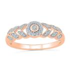 Promise My Love Womens 1/8 Ct. T.w. Round White Diamond 10k Rose Gold Promise Ring