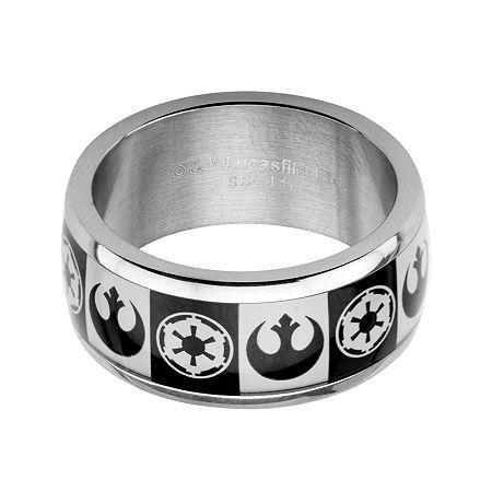 Star Wars Imperial And Rebel Symbol Mens Stainless Steel Ring