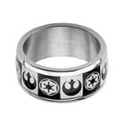 Star Wars Imperial And Rebel Symbol Mens Stainless Steel Ring