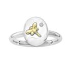 Personally Stackable Diamond-accent Two-tone Dragonfly Oval Ring