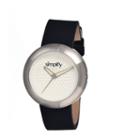 Simplify Unisex The 1200 Silver Dial Black Leather-band Watch Sim1201