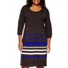 Studio 1 3/4-sleeve Striped Sweater Dress - Plus