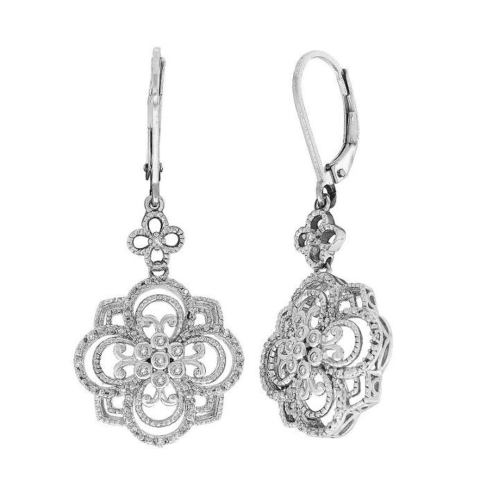 1/5 Ct. T.w. Genuine White Diamond Sterling Silver Drop Earrings