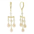 Pink Pearl 14k Gold Chandelier Earrings