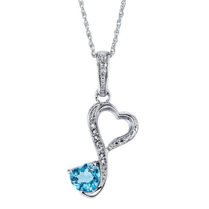 Love Grows&trade; Blue & White Topaz Heart Pendant Necklace
