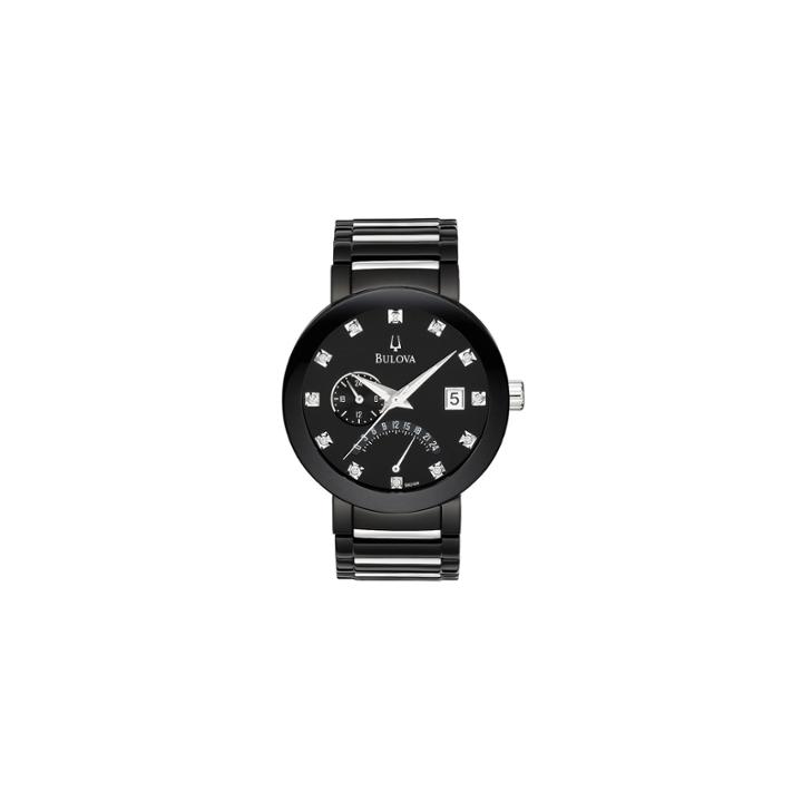 Bulova Mens Black Diamond-accent Watch 98d109