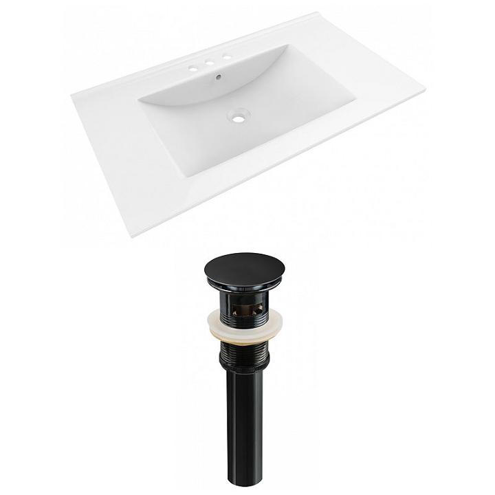 35.5-in. W 3h4-in. Ceramic Top Set In White Color- Overflow Drain Incl.