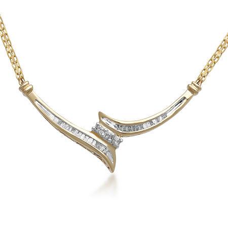 1/3 Ct. T.w. Diamond 10k Yellow Gold 3-stone Bypass Necklace