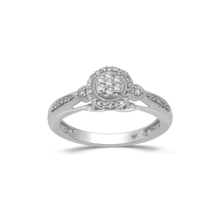 Hallmark Diamonds Womens 1/5 Ct. T.w. Genuine White Diamond Sterling Silver Cocktail Ring
