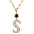 S Womens Lab Created Blue Sapphire 14k Gold Over Silver Pendant Necklace