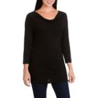 Larry Levine Open Drape Neck 3/4 Sleeve Knit