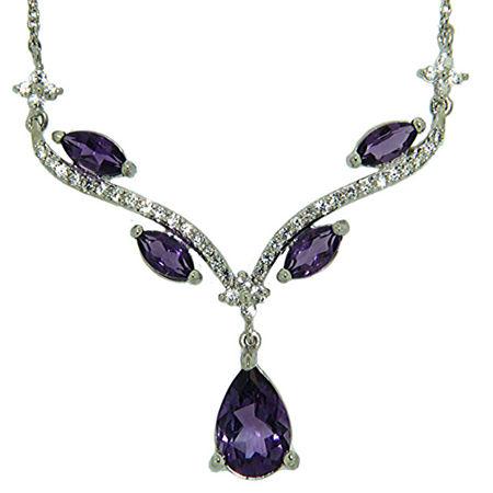 Genuine Amethyst And Lab-created White Sapphire Sterling Silver Y Necklace
