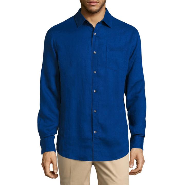 Claiborne Long Sleeve Linen Button-front Shirt