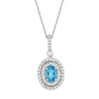 Womens 1/4 Ct. T.w. Genuine Blue Topaz 10k White Gold Pendant Necklace
