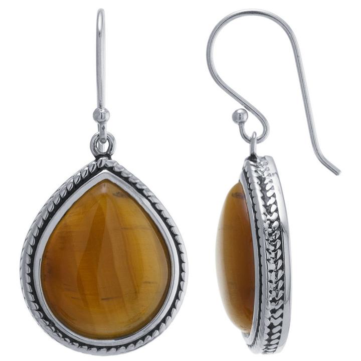 Genuine Brown Tiger's Eye Drop Earrings