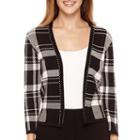 Liz Claiborne 3/4-sleeve Plaid Sweater Jacket - Petite