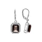 Genuine Smoky And White Topaz Sterling Silver Dangle Earrings