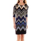 Studio 1 3/4-sleeve Chevron Print Shift Dress