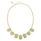 Monet Green Stone Gold-tone Collar Necklace