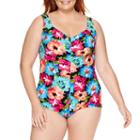 Azul By Maxine Of Hollywood Floral One Piece Swimsuit Plus