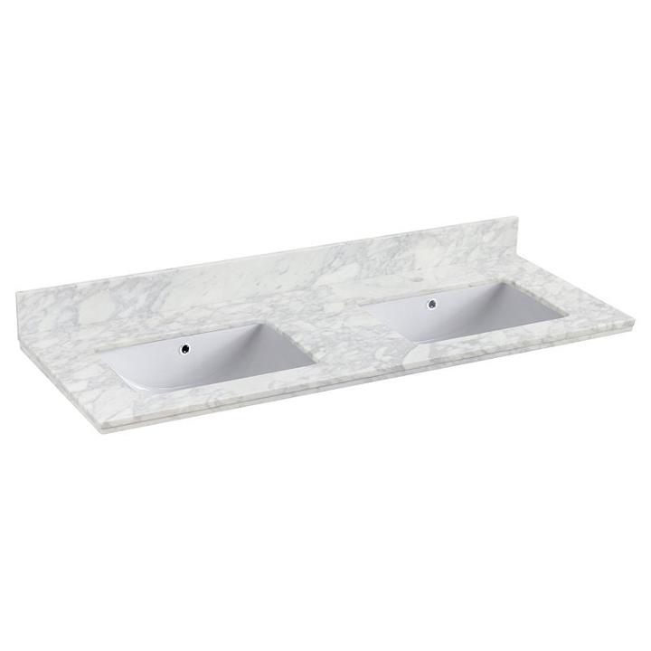 47.5-in. W 18.25-in. D Quartz Top With Backsplashin Bianca Carara Color For 1 Hole Faucet - White Um Sink