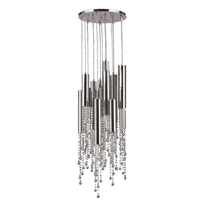 Metropolis Collection 15 Light Halogen Chrome Finish And Clear Crystal Flush Mount