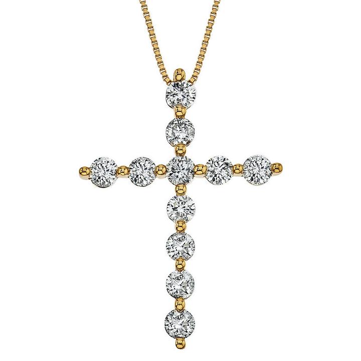 Womens 3/4 Ct. T.w. Genuine White Diamond Cross Pendant Necklace
