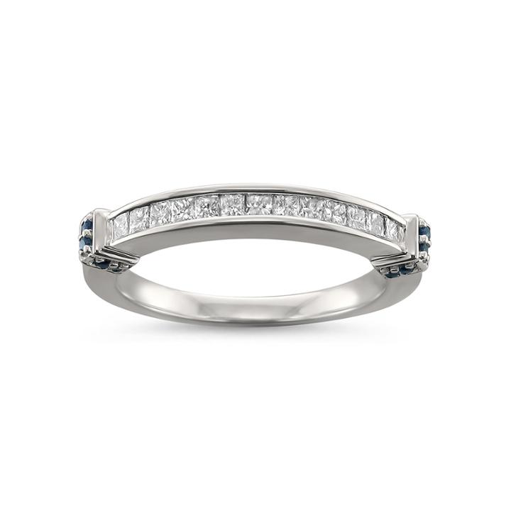 Womens 1/2 Ct. T.w. Genuine White Diamond & Genuine Sapphire 14k Gold Wedding Band