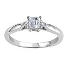 Lab-created White Sapphire & Diamond-accent Engagement Ring