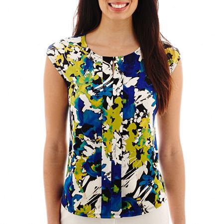 Liz Claiborne Sleeveless Extended-shoulder Front-pleat Top