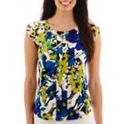 Liz Claiborne Sleeveless Extended-shoulder Front-pleat Top