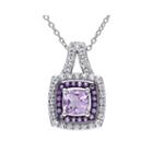 Genuine Rose De France, Amethyst And Lab-created White Sapphire Pendant Necklace