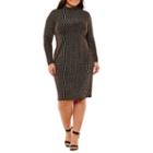 Bold Elements Long Sleeve Abstract Bodycon Dress-plus
