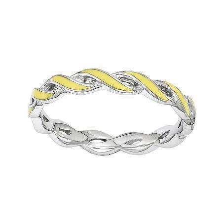 Personally Stackable Yellow Enamel Twist Sterling Silver Ring
