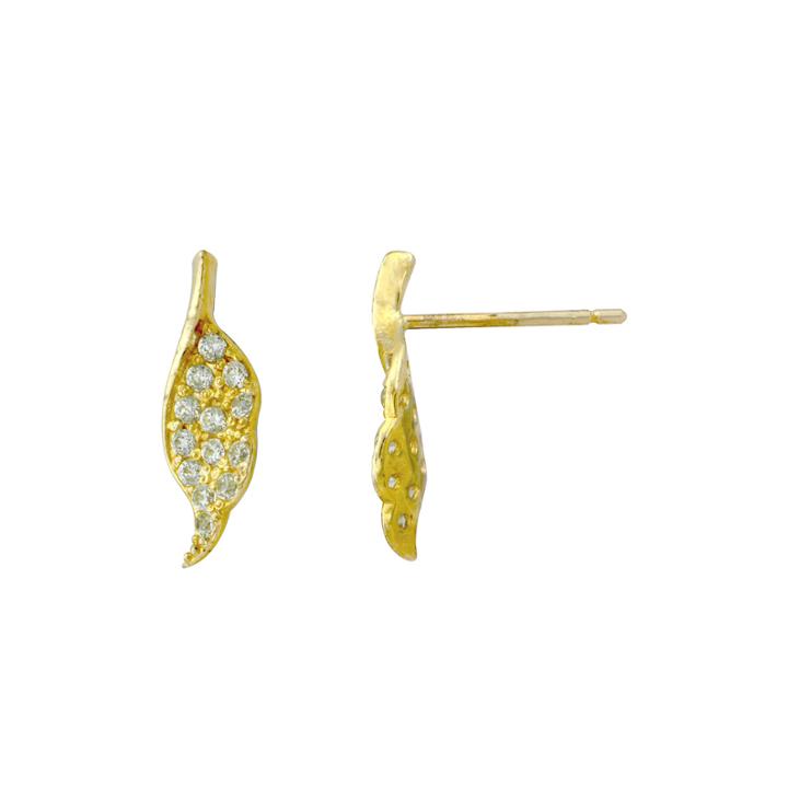 Petite Lux&trade; Cubic Zirconia 10k Yellow Gold Angel Wing Earrings