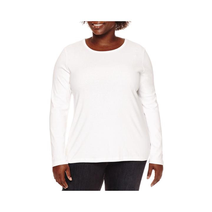 St. John's Bay Long-sleeve Crewneck Top - Plus