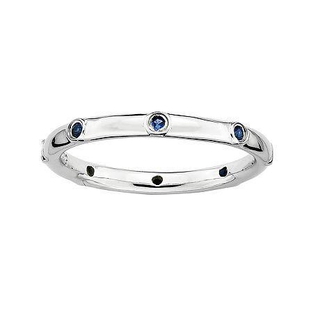 Personally Stackable Lab-created Blue Sapphire Sterling Silver Station Ring