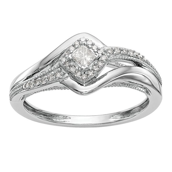 Promise My Love Womens 1/5 Ct. T.w. Genuine Multi-shape White Diamond 14k Gold Promise Ring