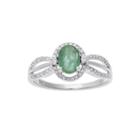 Genuine Emerald And 1/5 Ct. T.w. Diamond 10k White Gold Oval Ring