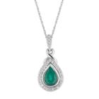 Womens 1/8 Ct. T.w. Genuine Green Emerald 10k White Gold Pendant Necklace